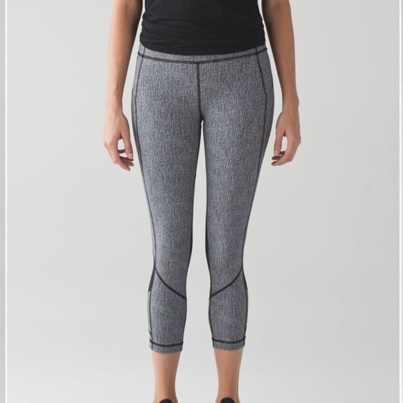 Lululemon Pace Rival Crop (19") Cross Hatch Heather Black Ice Grey/Black… - Picture 6 of 11